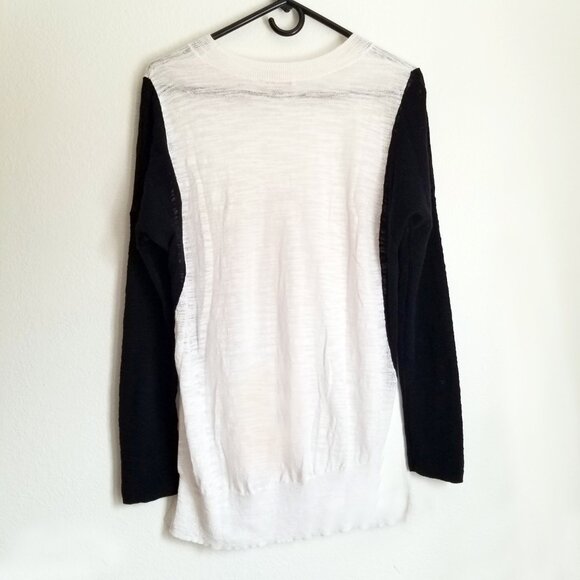 Rebecca Taylor knit pullover sweater top size M black and white Split hem - Picture 4 of 13